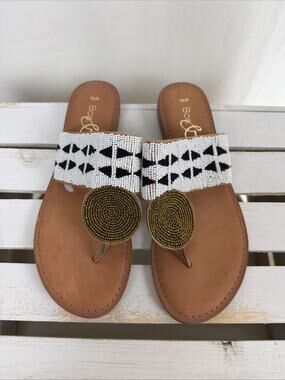 New No Box Bos & Co Judy Beaded Sandal #1052 Size EU 39